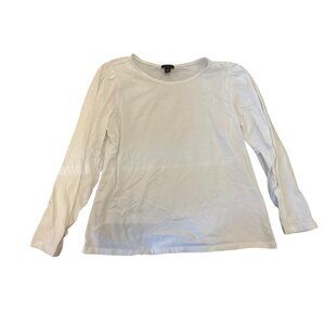 Ann Taylor Factory White Long Sleeve Cotton Top 100% Cotton Solid Basic